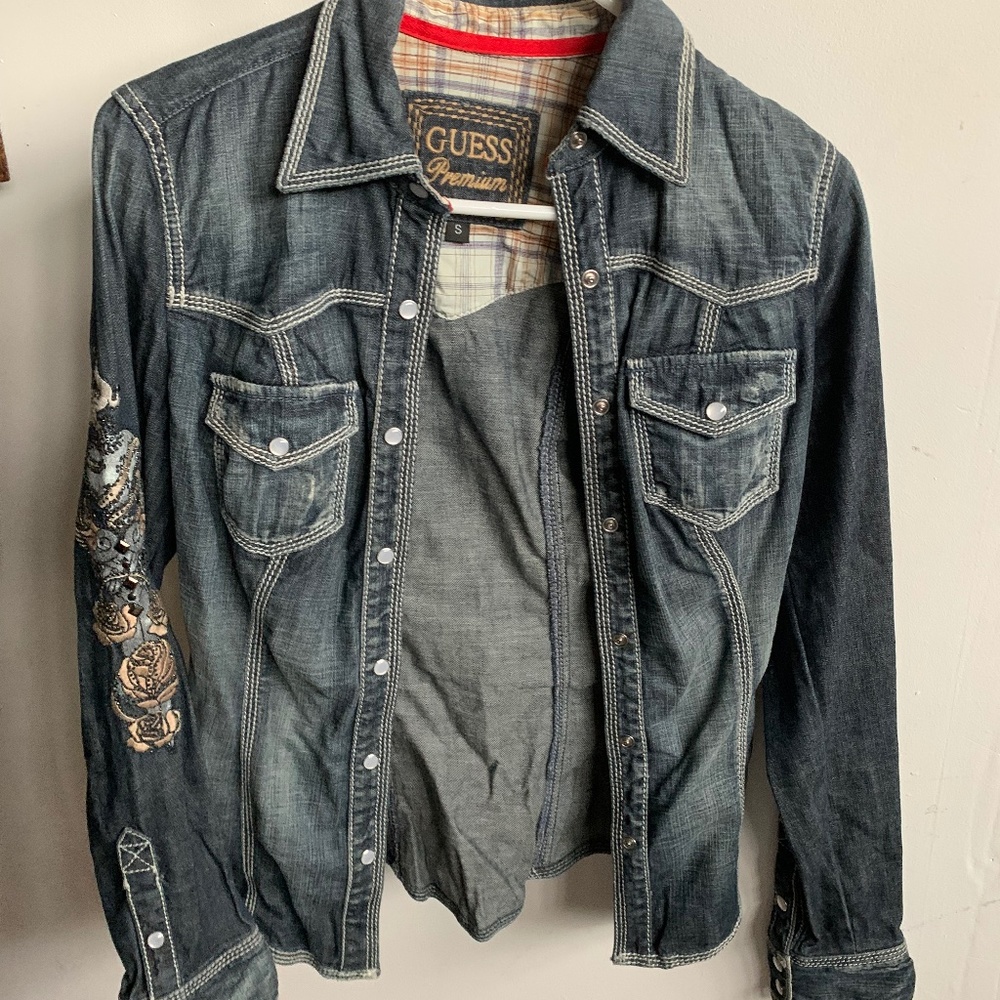 Embroidered Guess denim shirt